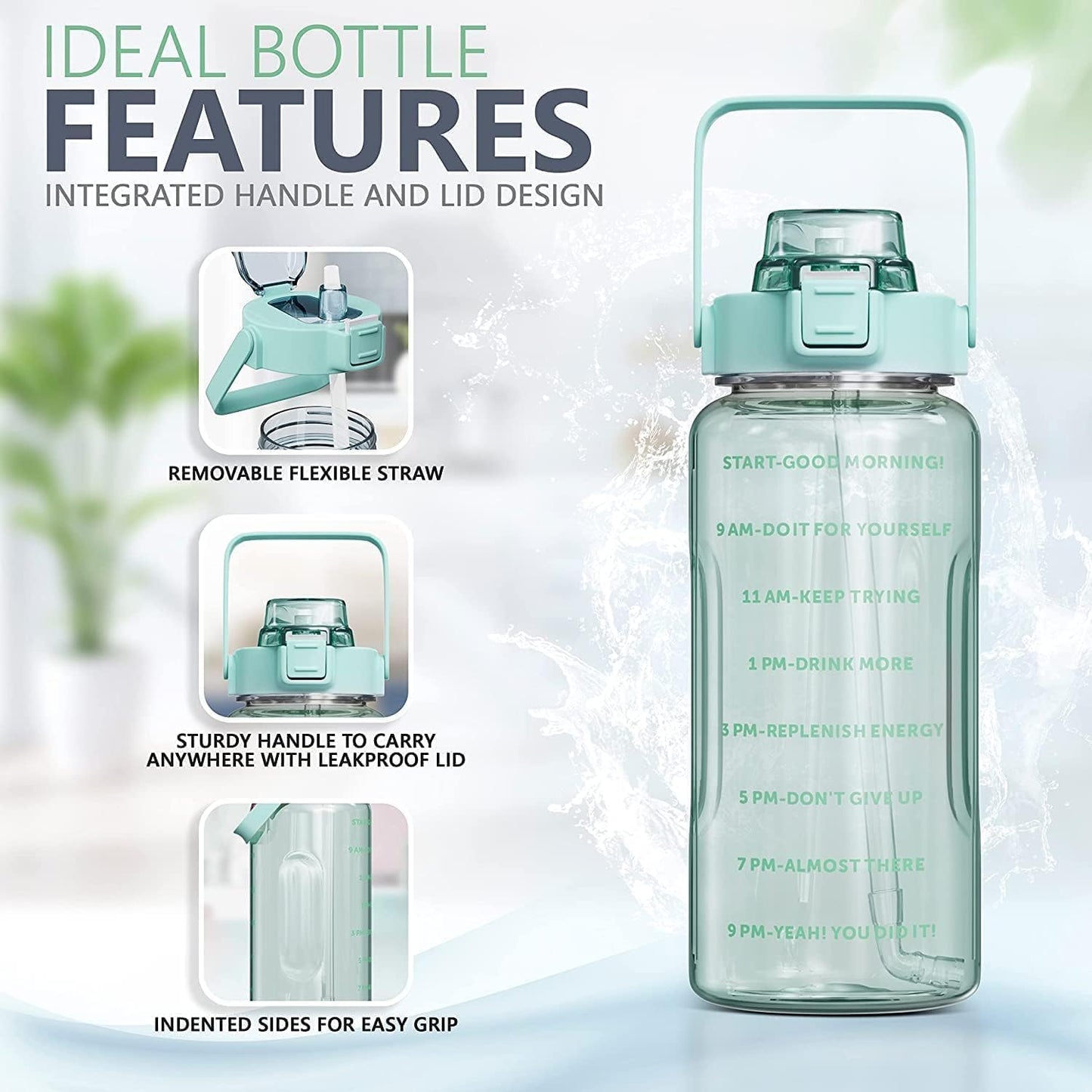 Bento Bliss UltraSip 2L Motivational Bottle – Time Marker & Carry Strap