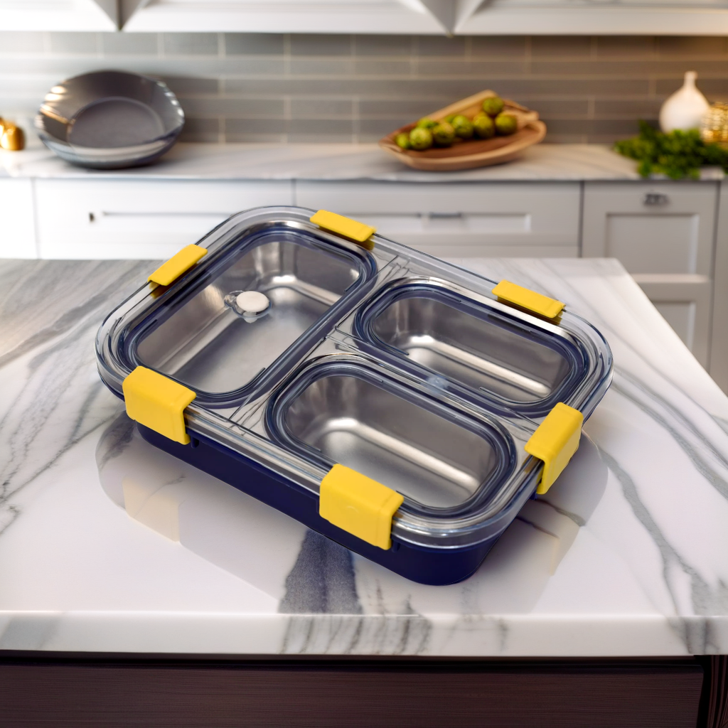 Bento Bliss Lunch Box - 3 Compartment (100% Leak Proof)