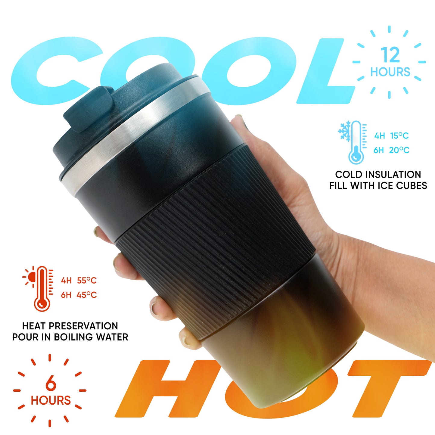 Mocha Coffee Tumbler - 510 ml | 12 Hrs Hot & Cold | Non Slip Grip | Easy to Carry