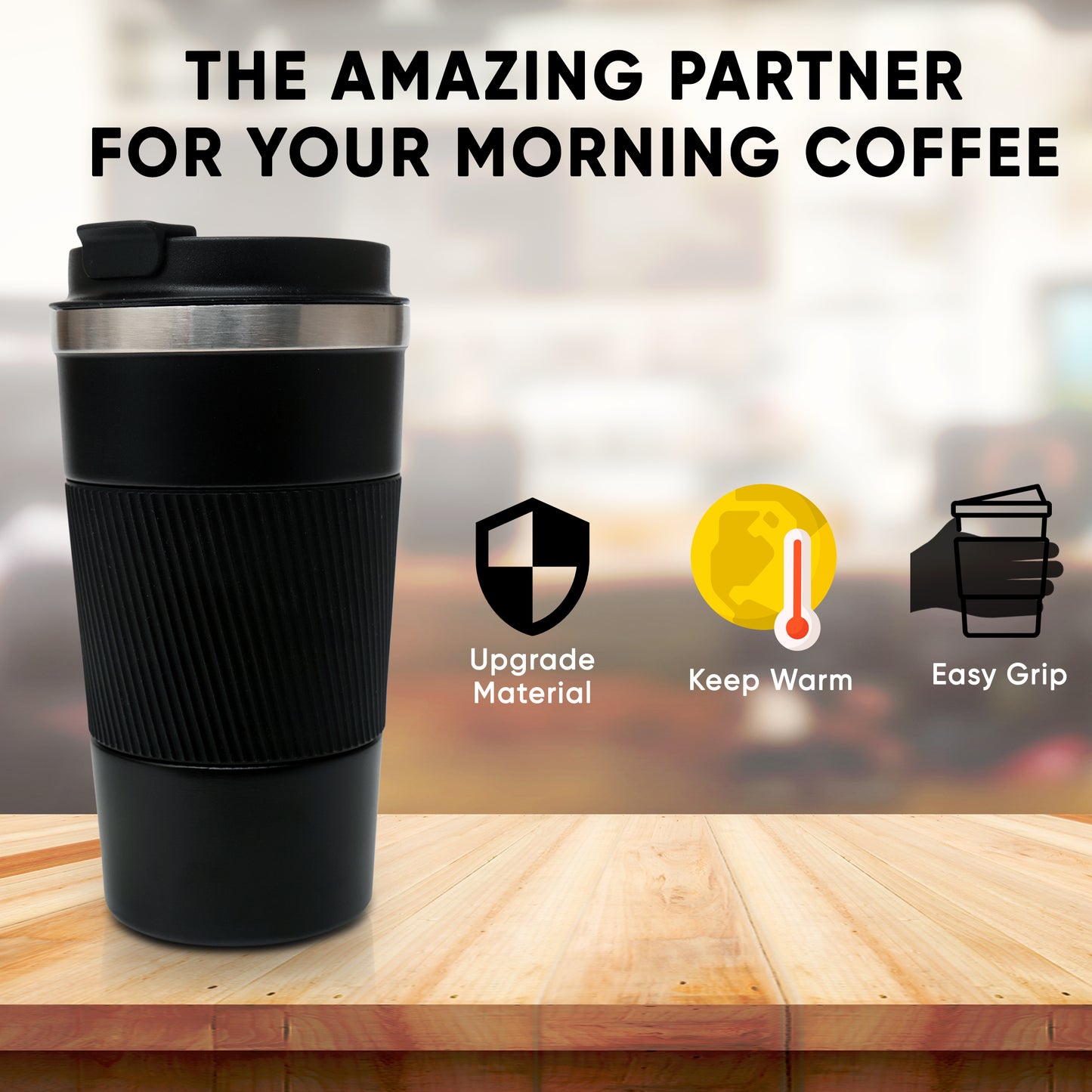 Mocha Coffee Tumbler - 510 ml | 12 Hrs Hot & Cold | Non Slip Grip | Easy to Carry