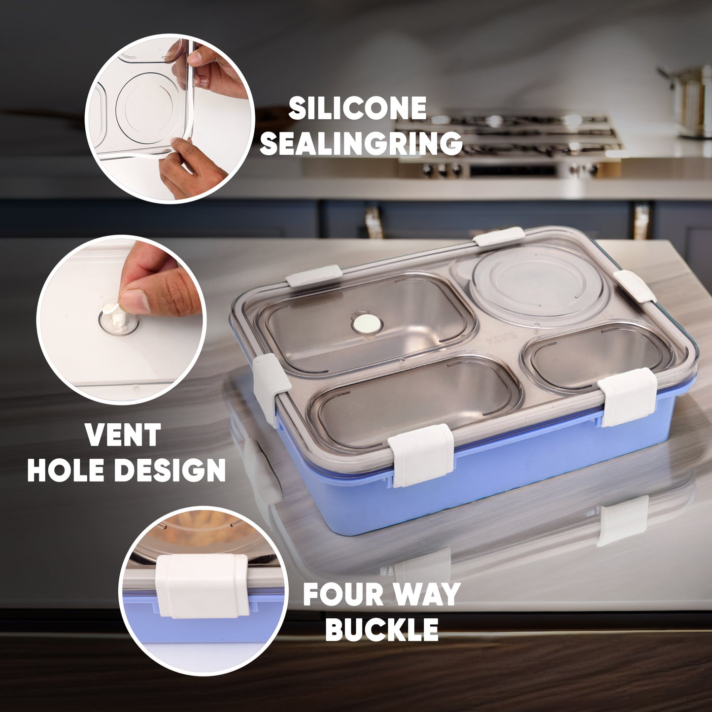 Blushy Meal Lunch Box – 4 Compartment Lunch Box