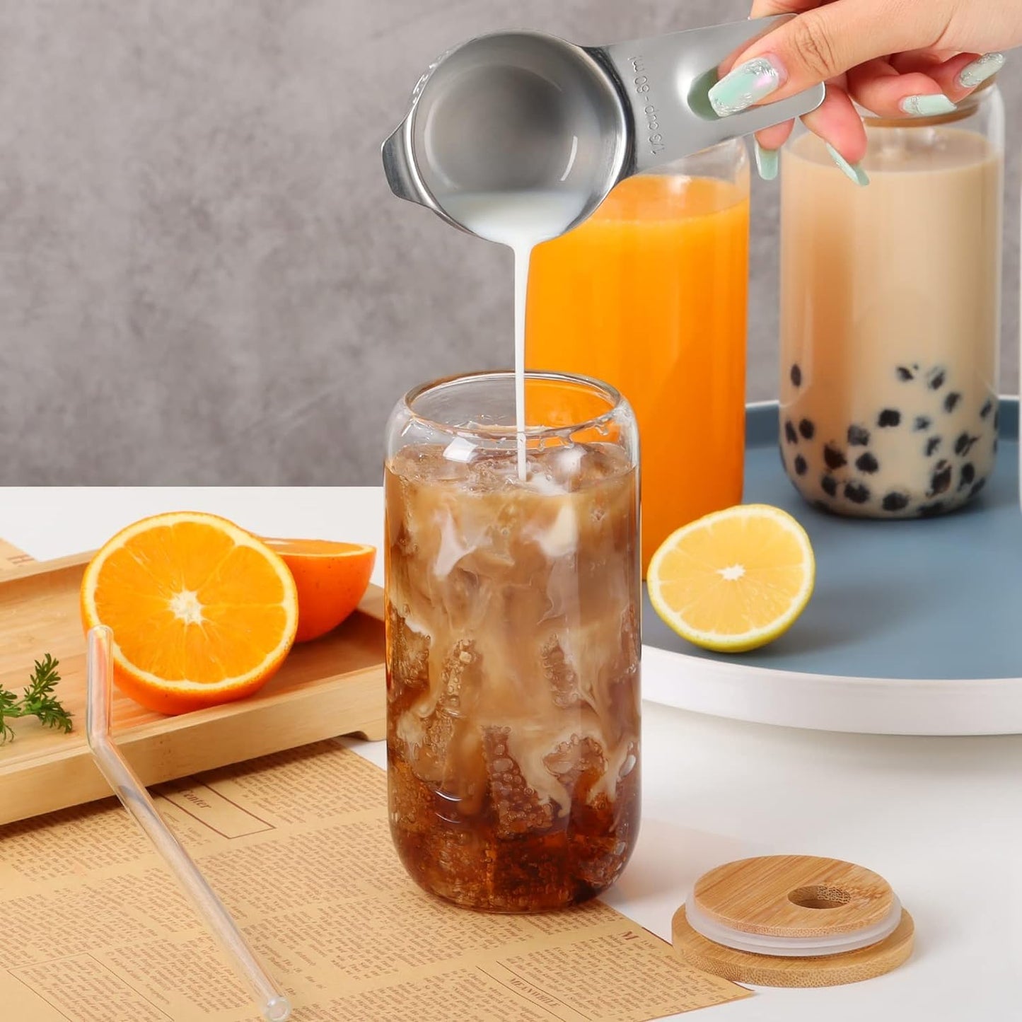 Glass Coffee Tumbler Set of 4 by Bento Bliss | Eco-Friendly & Stylish Mug