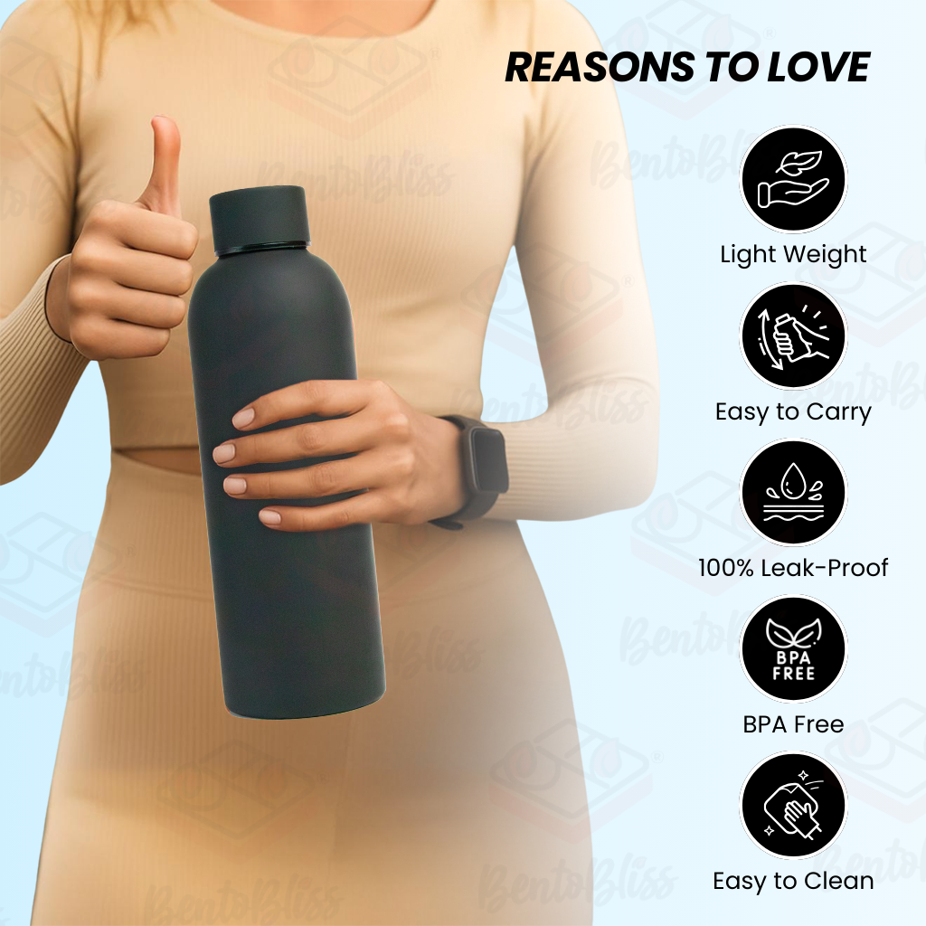 Bento Bliss Water Bottle, light weight, easy to carry, 100% leak proof, BPA free, Easy to Clean